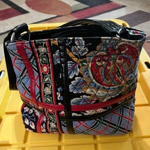 Vera Bradley Red and Blue Shoulder Bag with Geometric Design